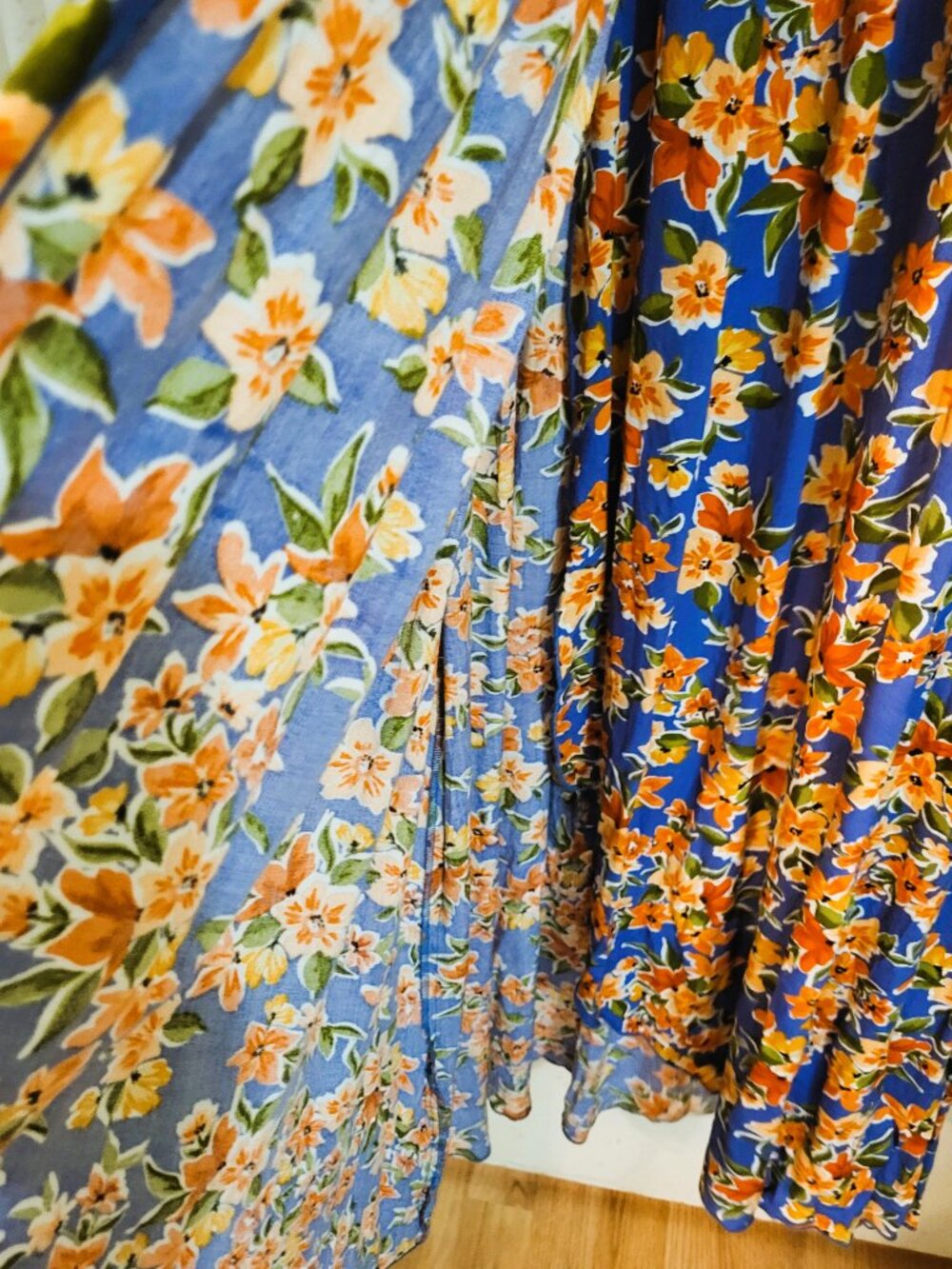 Patrons of Peace Maxi Sundress. Blue, Orange & white Floral. Size Small - Picture 9 of 16